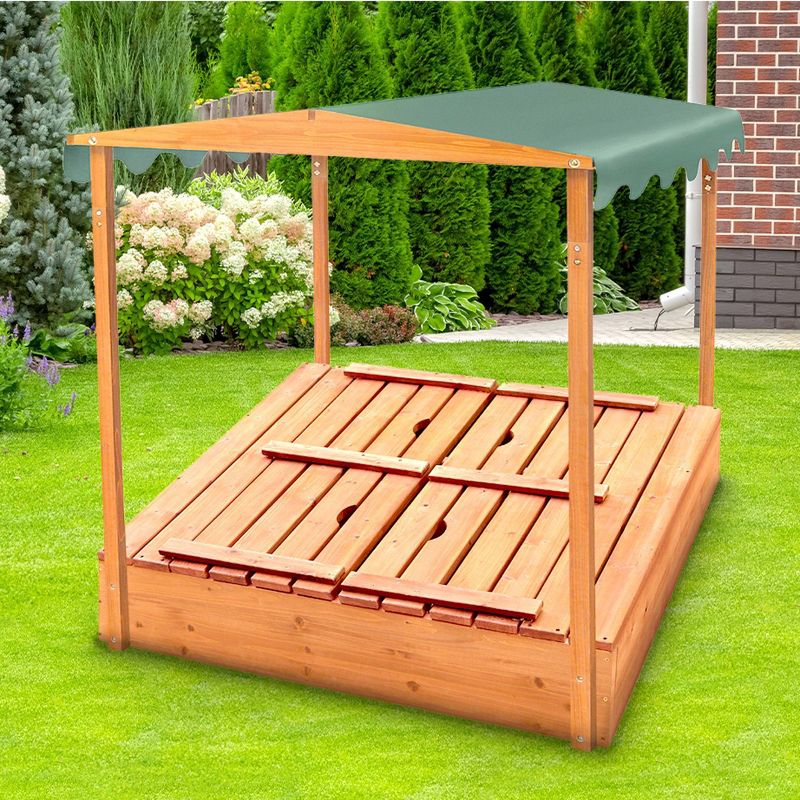 Badger Basket Covered Convertible Cedar Sandbox with Canopy and Two Bench Seats, 3 of 9