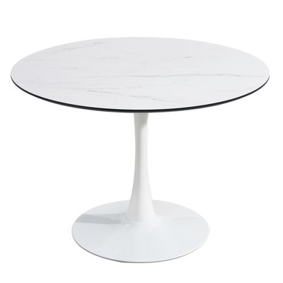 Nicbex 41.7 Inch Round Dining Table With White Metal Base For Living ...