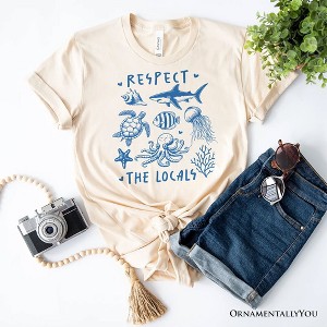 Respect the Locals Ocean Animals T-Shirt, Cute White and Natural Vacation Tee| OrnamentallyYou - 1 of 4