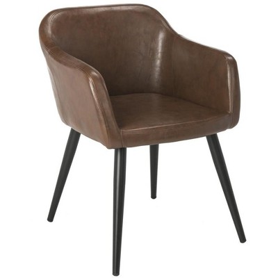 Brown Faux Leather Accent Chair with Black Legs