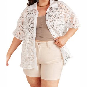 Women's Head in the Clouds Lace Button Down - VERY J - 1 of 3
