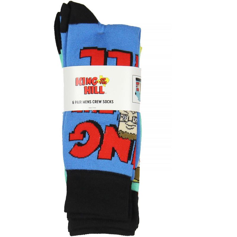 King Of The Hill Hank Hill Dang It Bobby! Crew Socks For Men 6 Pairs Multicoloured, 4 of 5