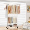 Simple Trending Standard Clothing Garment Rack, Rolling Clothes Organizer with Wheels and Bottom Shelves, Extendable, Chrome - 4 of 4