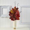 Nearly Natural 38-in Autumn Magnolia Leaf with Berries Artificial Plant in Cream Planter with Gold Base - 3 of 3