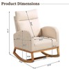 Nursery Glider Chair - Rocking Chair, Upholstered Nursery with Rubber Wood Legs, Comfy High Backrest, Side Pockets, Rocker Armchair for Living Room - 3 of 4