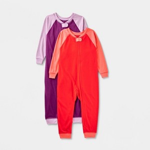 Toddlers' 2pk Adaptive Reversible Pajamas - Cat & Jack™ Coral Red/Lavender - 1 of 3