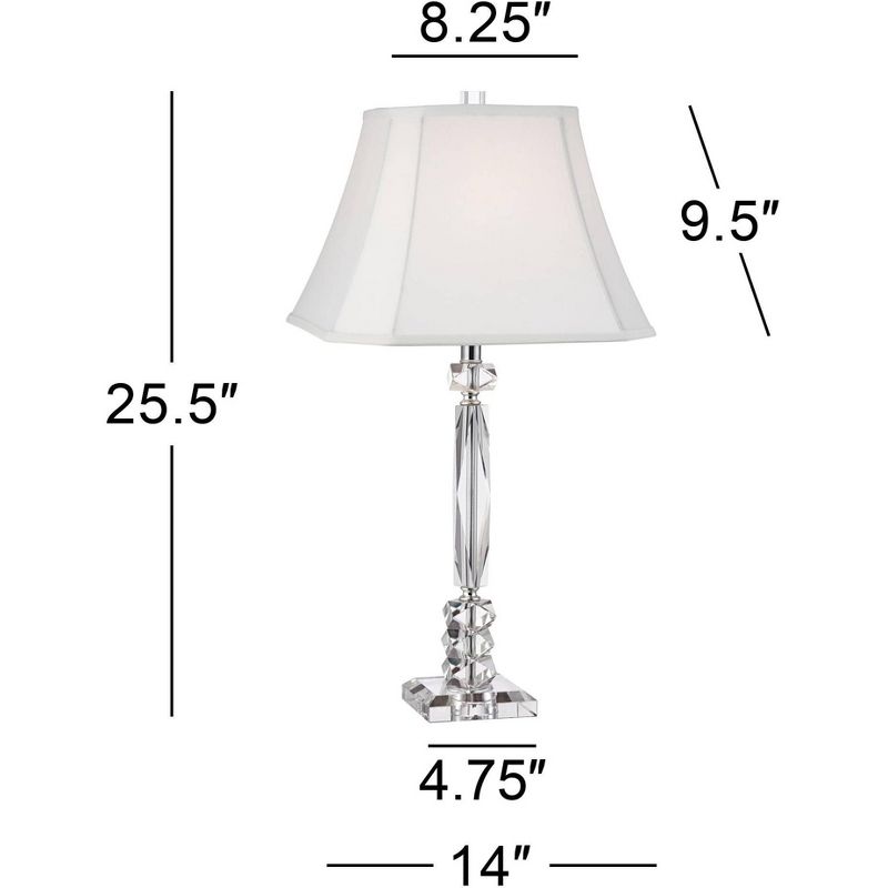 Vienna Full Spectrum Traditional Table Lamps 25 1/2" High Set of 2 Crystal Cut Column Geneva White Square Shade for Bedroom Living Room Bedside Office, 4 of 9