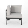 GDFStudio Sabiniano Outdoor Aluminum 5 Seater Sectional Sofa Set with Cushions, Beige/Gray - 4 of 4