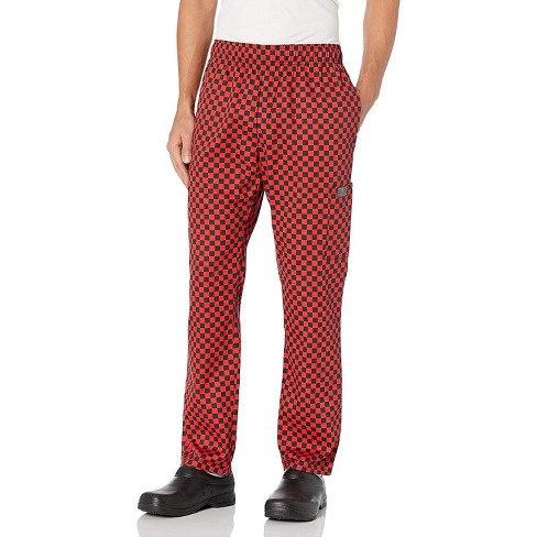 Chef Code Modern Fit Chef Pants With Cargo Pockets And Elastic Waist Core Colors Checkered Red Xl Target