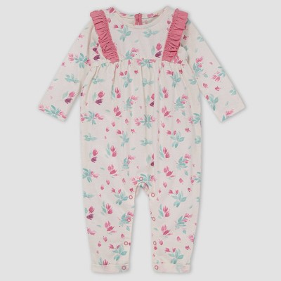 Burt's Bees Baby® Baby Girls' Lovely Floral Jumpsuit - Off-White 0-3M