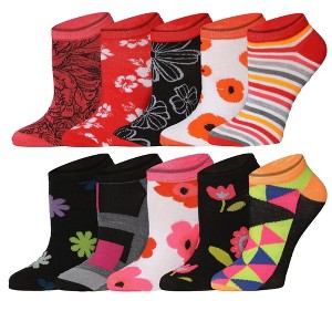 Tipi Toe Womens 10 Pairs Lovely Lily Pattern & Mix Colors For Vibrant Style Low Cut/No Show Socks - 1 of 4
