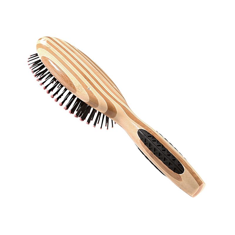 Bass Brushes Style & Detangle Hair Brush Premium Bamboo Handle with Professional Grade Nylon Pin Large Oval Stripe, 4 of 6