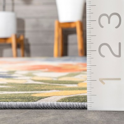 Multicolor Floral Synthetic Washable Indoor/Outdoor Area Rug