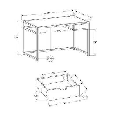 Modern Industrial 42'' Black Marble-Look Home Office Desk with Drawer