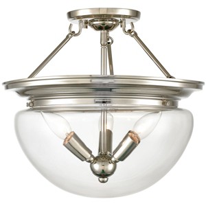 Claxy Modern Semi Flush Ceiling Light 3-Light Clear Glass Shade - 1 of 4