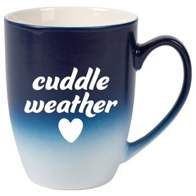 Elanze Designs Cuddle Weather Two Toned Ombre Matte Navy Blue and White 12 ounce Ceramic Stoneware Coffee Cup Mug