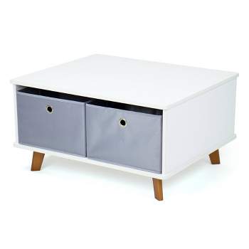 Morgan Mid-Century Kids' Activity Table with Fabric Storage Bins White/Gray - Humble Crew