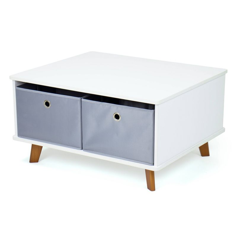Morgan Mid-Century Kids&#39; Activity Table with Fabric Storage Bins White/Gray - Humble Crew, 1 of 7
