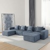 Velvet Modular Convertible Sofa with 2 Ottomans, Cloud Sectional Sofa Set, Free Configuration Sectional Couch for Living Room-The Pop Home - 2 of 4