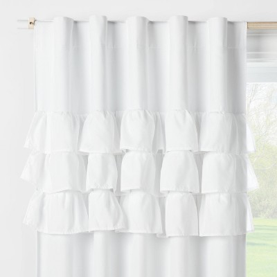 84" Blackout Ruffle Curtain Panel White - Pillowfort™