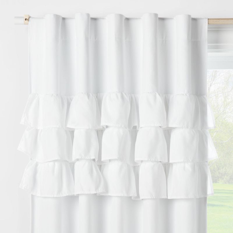  Ruffle Blackout Kids' Curtain Panel - Pillowfort™, 1 of 6