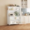 Okak Buffet Cabinet with Storage, Tall Sideboard with Glass Doors & Adjustable Shelves, Pantry Cabinet Cupboard for Kitchen Dining Room - 3 of 4