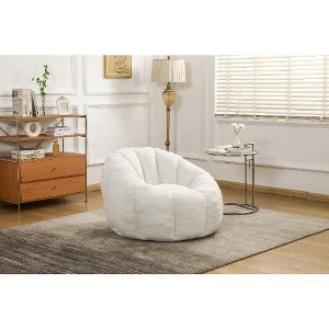 Lyngins Giant Faux Fur Bean Bag Chair, Ergonomic Lazy Chair with Memory Foam, Stylish Accent Chair, Single Sofa Chair for Home & Leisure - 1 of 4