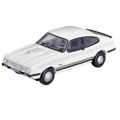 Ford Capri Mk3 RHD (Right Hand Drive) Diamond White with Black Stripes 1/148 (N) Scale Diecast Model Car by Oxford Diecast