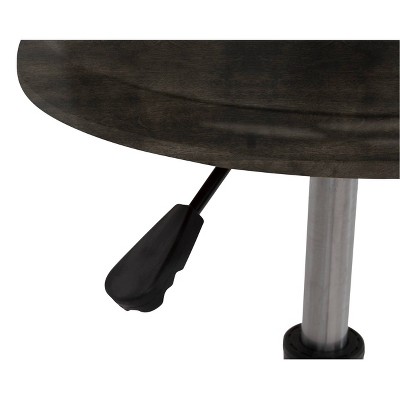 Antique Distressed Black Powder-Coated Steel Drafting Stool with Footring