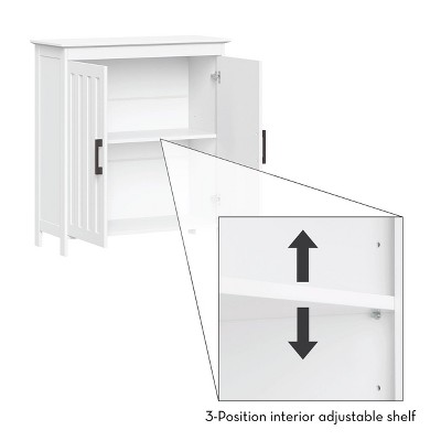 White MDF Storage Cabinet with Adjustable Shelves and Black Handles