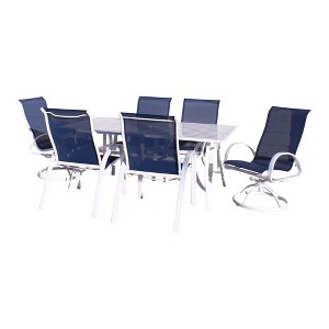 Courtyard Casual Santa Fe 7 pc Mixed 84" Rectangle Dining Set Sling  Includes one Rectangle Table and two Swivel Rockers and four Sling Chairs - 1 of 4