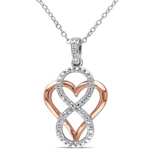 EVERLY JEWELRY | Two Tone Silver Diamond Infinity Heart Pendant with Chain, 18 inc - 1 of 4