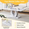 43"W Coffee Table Cocktail Table Center Table, Marble Pattern/Wood Texture, Minimalist, White/Black/Walnut-ModernLuxe - 4 of 4