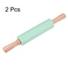 Unique Bargains Silicone Non-Stick Wooden Handle Kitchen Reusable Rolling Pin 2 Pcs - 3 of 4