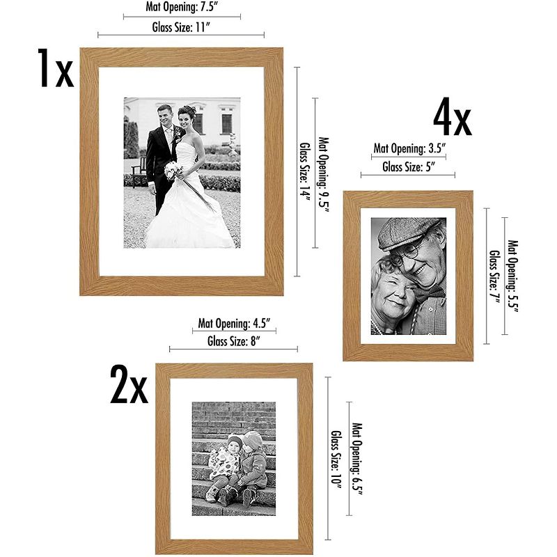 Americanflat Picture Frame Set of 7 Pieces with tempered shatter-resistant glass - Available in a variety of sizes and styles, 2 of 4