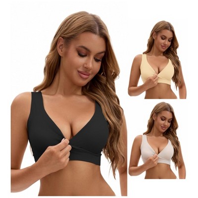 INSPIRE CHIC Nursing Bra for Women's Crossover Push Up Wirefree Sleep Breastfeeding Maternity Bralette 3 Packs