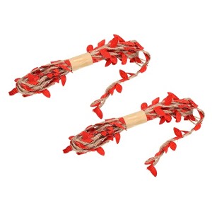 Unique Bargains Jungle Wedding Party Home Decor Burlap Leaf Ribbon Artificial Vine 2 Pcs - 1 of 4