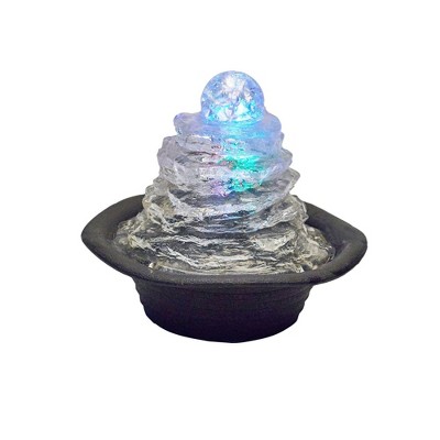 HomeRoots 8" Clear Polyresin Tabletop Fountain With LED