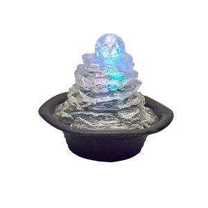 HomeRoots 8" Clear Polyresin Tabletop Fountain With LED - 1 of 4