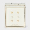 14K Gold Dipped Cubic Zirconia Pearl Heart Bow Earring Set 3pc - A New Day™ Gold/Ivory - 2 of 3