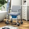 HOMCOM Rolling Shower Wheelchair for Seniors, Bedside Commode Chair with Padded Seat, Backrest, for Handicap, Toilet Chair, 300 lbs, Gray - 2 of 4