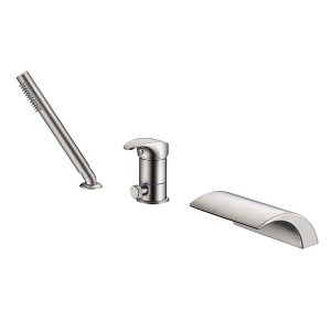 Sumerain Deck Mount Roman Tub Faucet with Hand Shower Brushed Nickel Waterfall Bathtub Faucet - 1 of 4