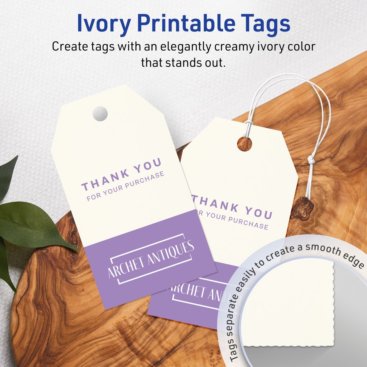 2" x 3-1/2" Rectangular Banner, Matte Ivory Printable Tags - thumbnail 2