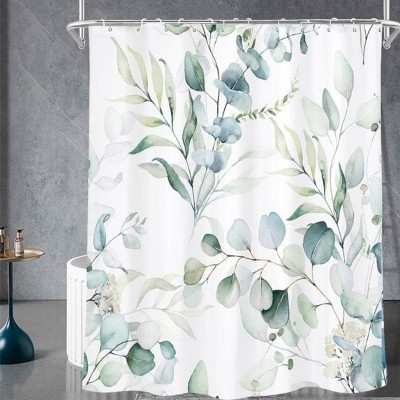 LunaLulinlk Green Eucalyptus Fabric Shower Curtain