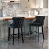INFURNIC Counter and Bar Stools Velvet Wing Back Barstools with Tufted Back and Chrome Nailhead Trim for Kitchen, Black, 22"*19"*37" - 2 of 4