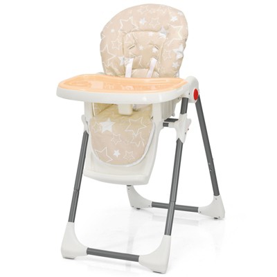 Image of Infans Folding Baby High Chair Dining Chair w/ 6-Level Height Adjustment Beige