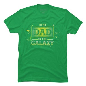 Men's Design By Humans Best Dad In Galaxy Badge By AmusingDesignCo T-Shirt - 1 of 2