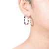 Luxurious Inside-Out Hoop Earrings Embellished with sapphire and Sparkling Cubic Zirconia for a Bold and Elegant Statement - image 2 of 3