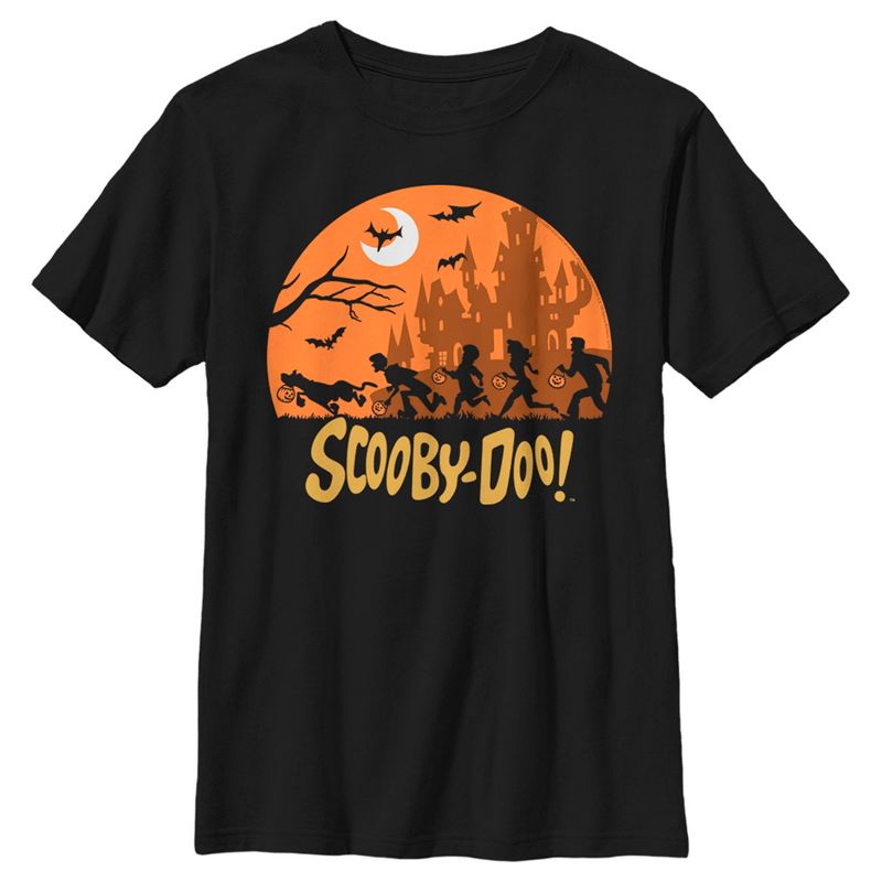 Boy's Scooby Doo Moon Silhouette Chase T-Shirt, 1 of 6