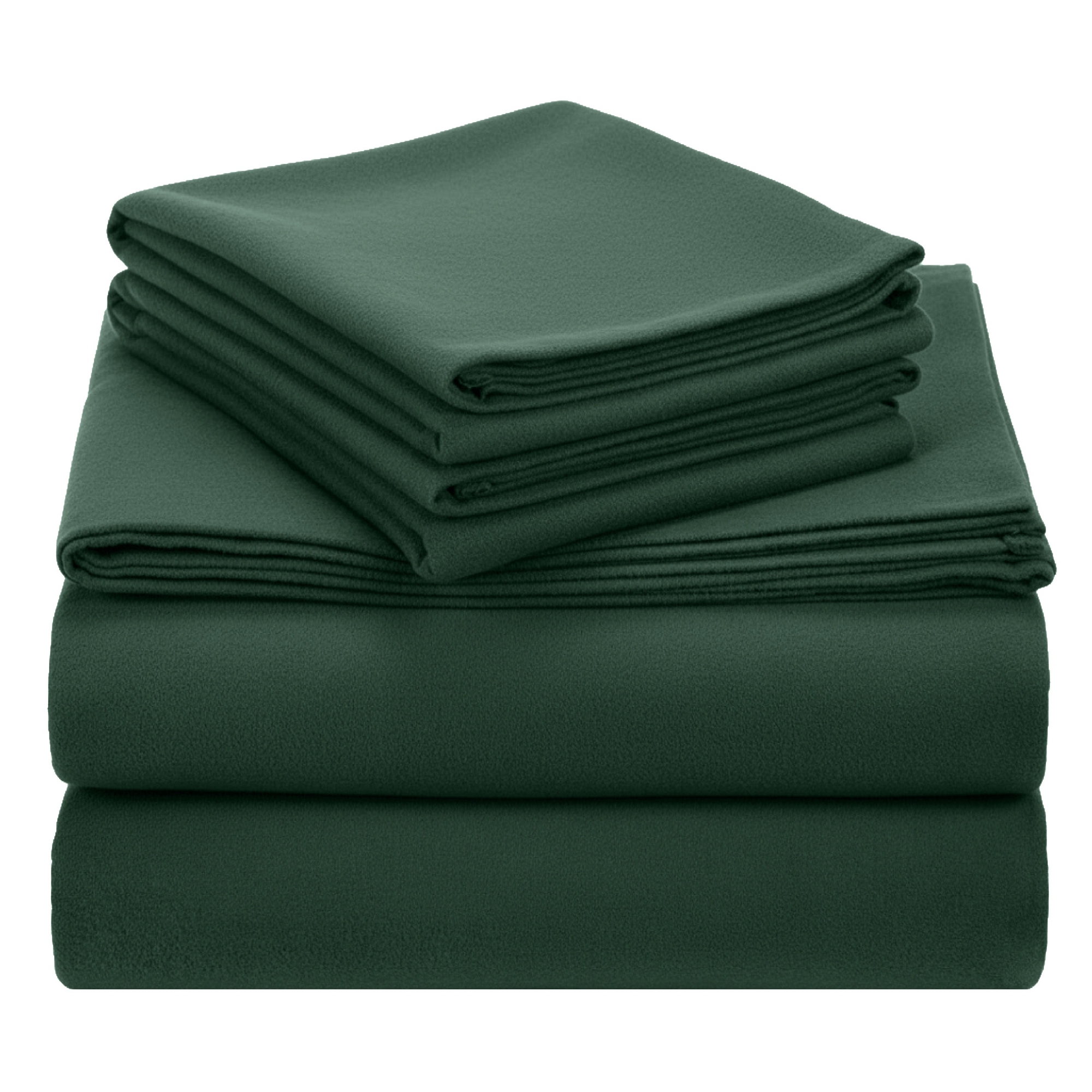 California Design Den Flannel Queen Size Sheets Set - Triple-Brushed 100% Cotton, Deep Pockets, Made in Portugal - Dark Green